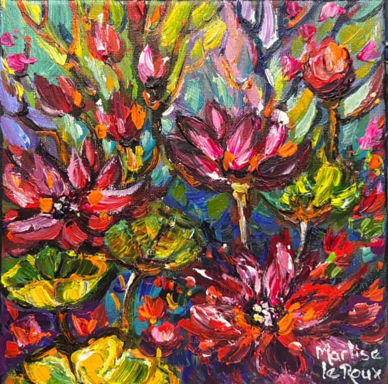 Acrylic on stretched canvas  Painting titled Flowers