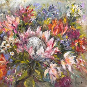 {je_artwork_artwork_medium_id}  {je_artwork_artwork_category_id} titled Proteas and field flowers