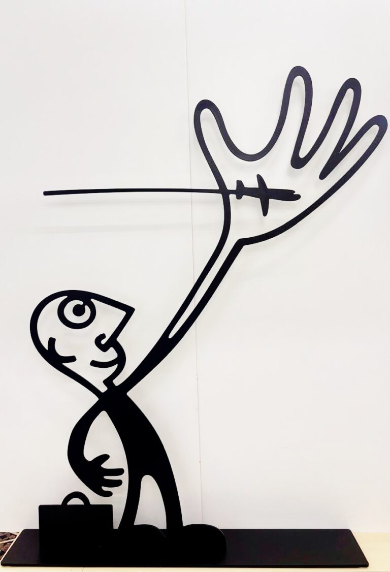 Steel  Sculpture titled Plane Catcher (XL)
