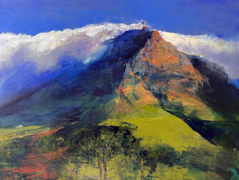Acrylic on stretched canvas  Painting titled Edge of Table Mountain