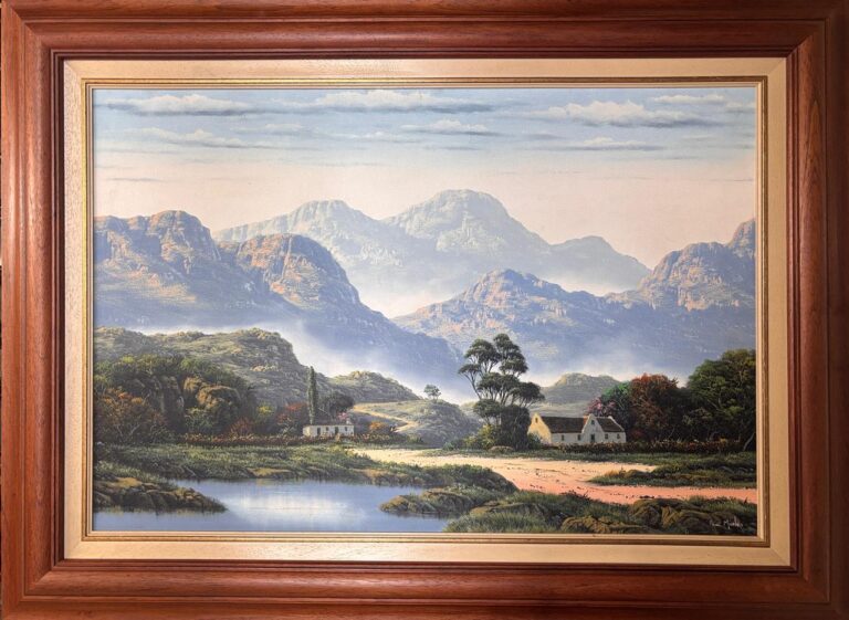 Oil on board  Painting titled (c) Cape landscape