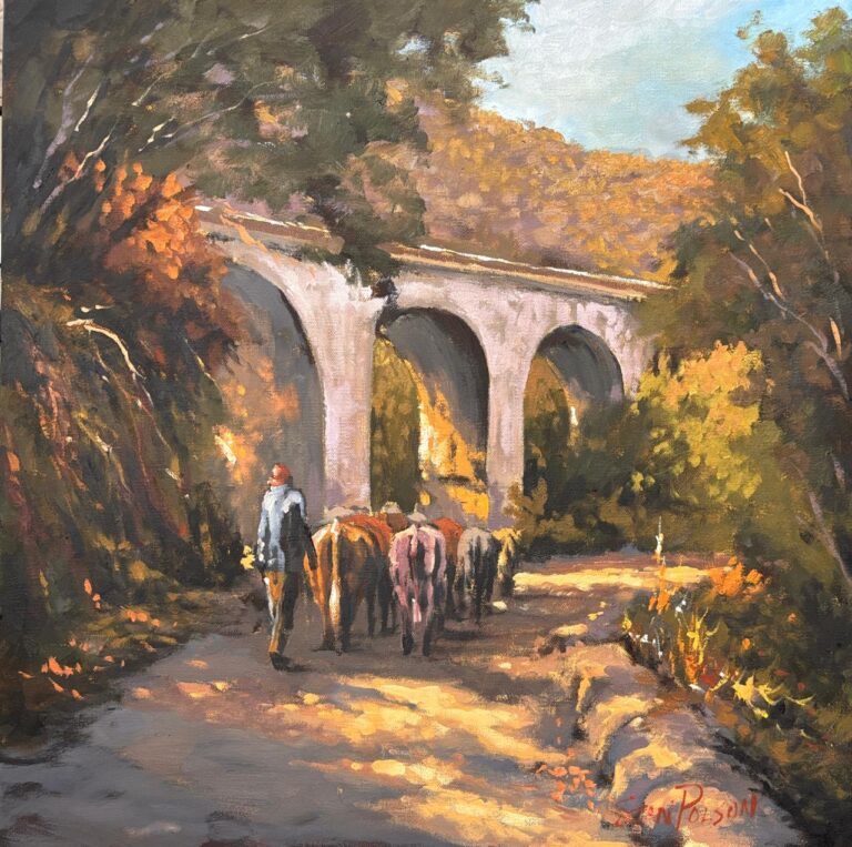 Oil on Stretched Canvas  Painting titled Cattle