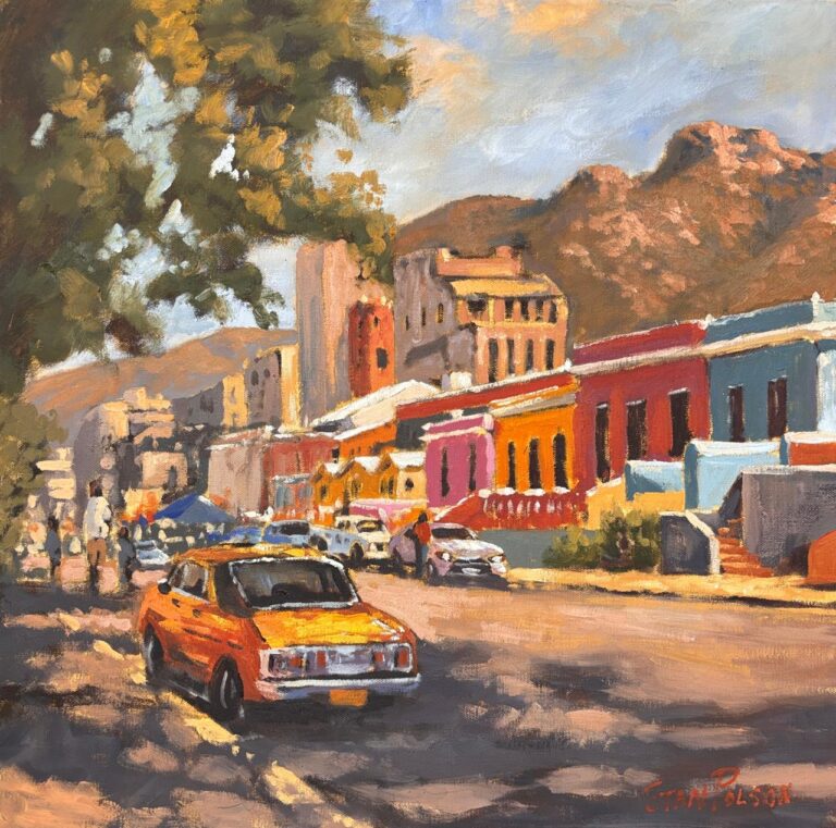 Oil on Stretched Canvas  Painting titled Street scene