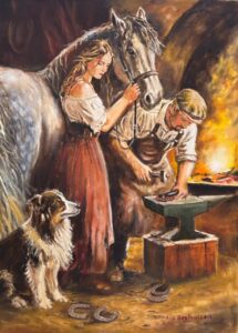 {je_artwork_artwork_medium_id}  {je_artwork_artwork_category_id} titled (c) Horse Shoes u/f