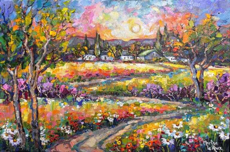 Acrylic on stretched canvas  Painting titled Landscape