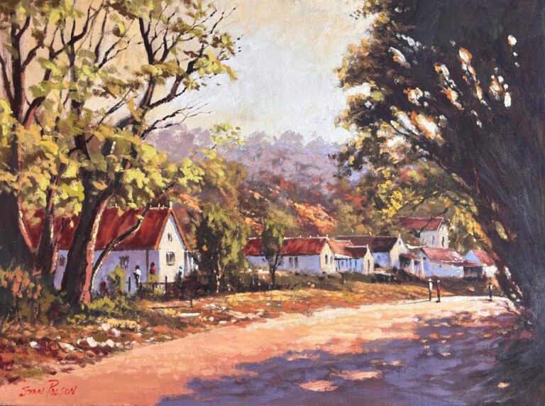 Oil on Stretched Canvas  Painting titled Late afternoon Pilgrims Rest