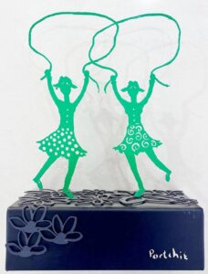 {je_artwork_artwork_medium_id}  {je_artwork_artwork_category_id} titled Green girls Skipping
