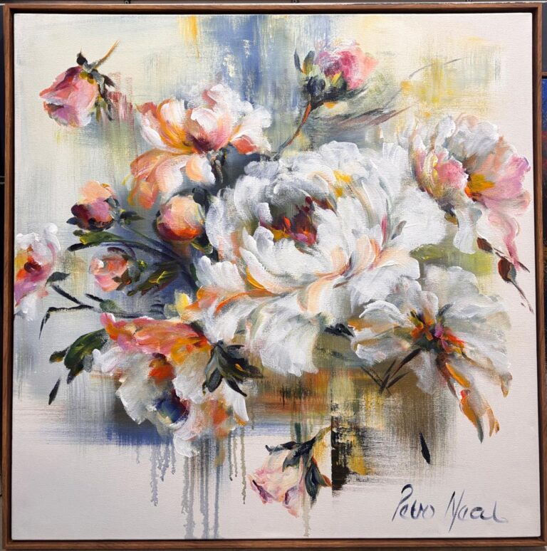 Acrylic on stretched canvas  Painting titled White Roses