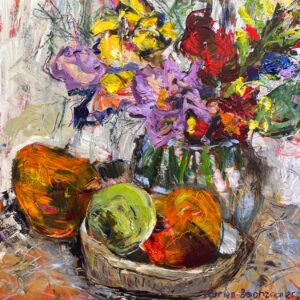 {je_artwork_artwork_medium_id}  {je_artwork_artwork_category_id} titled Flowers and mangoes
