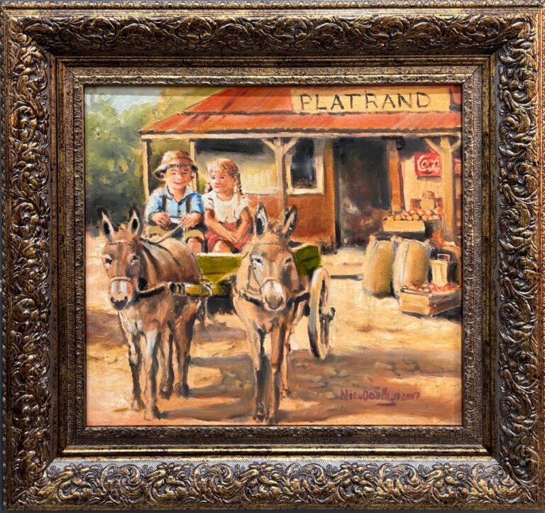 Oil on Canvas  Painting titled (c) Donkey cart