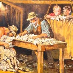 Nic Oosthuizen, South African Art, Alice Art Gallery, Sheep shearing