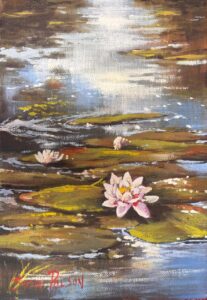 {je_artwork_artwork_medium_id}  {je_artwork_artwork_category_id} titled Lilly pond
