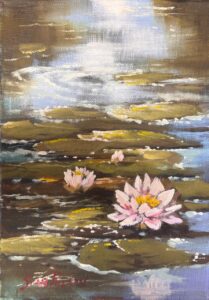 {je_artwork_artwork_medium_id}  {je_artwork_artwork_category_id} titled Lilly pond