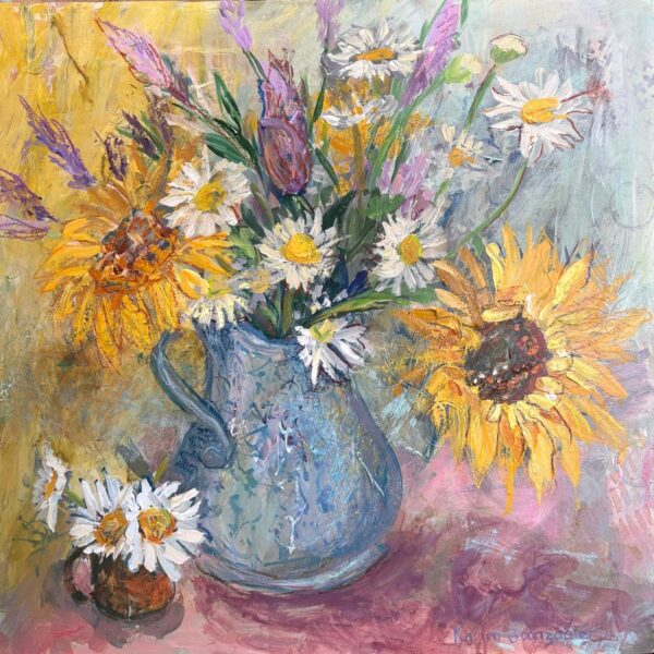 Karien Boonzaaier, Alice Art Gallery, South African Art, Sunflowers and daisies