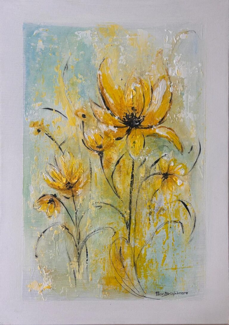 Acrylic on stretched canvas  Painting titled (c)Yellow flowers u/f