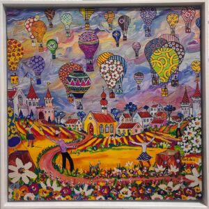 {je_artwork_artwork_medium_id}  {je_artwork_artwork_category_id} titled Hot air balloons (Textured print)