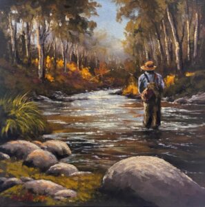{je_artwork_artwork_medium_id}  {je_artwork_artwork_category_id} titled Fly fishing