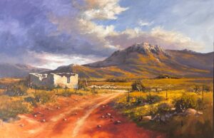{je_artwork_artwork_medium_id}  {je_artwork_artwork_category_id} titled Ramshackle Karoo building