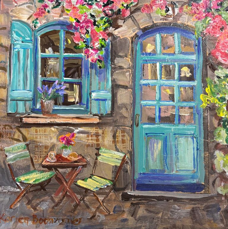 Acrylic on board  Painting titled Turquoise Door
