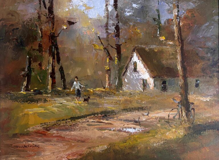 Oil on Stretched Canvas  Painting titled Delightful day