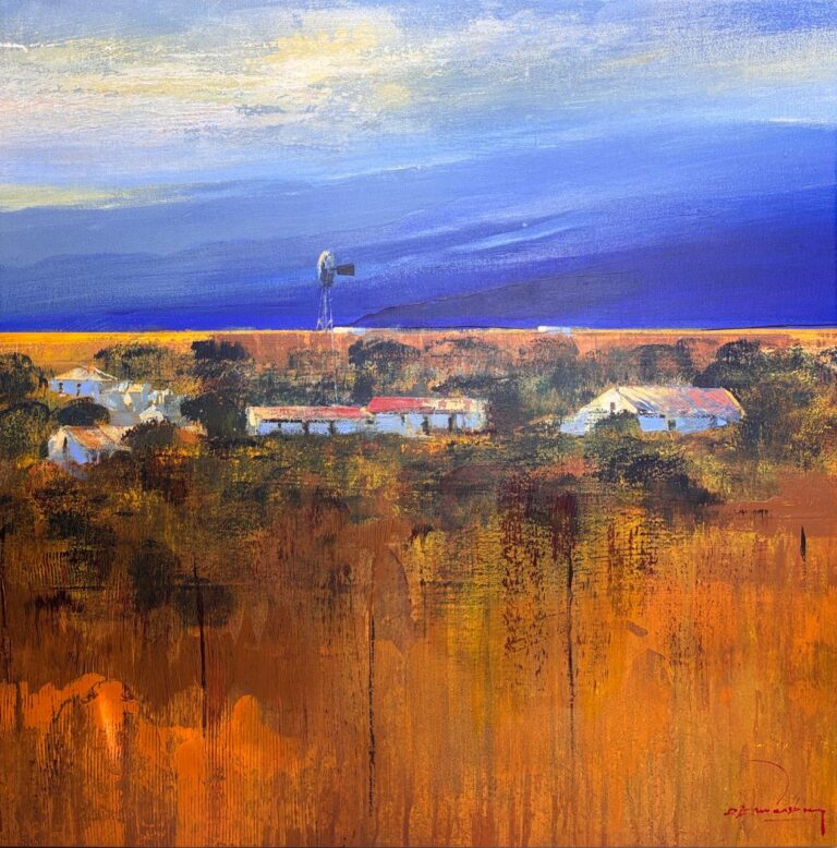 Acrylic on stretched canvas  Painting titled Landscape