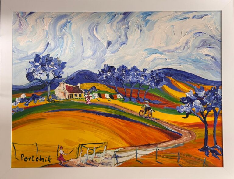 Acrylic on stretched canvas Painting titled (c) Geese