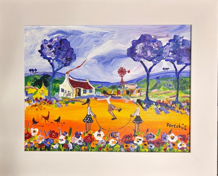 Acrylic on stretched canvas Painting titled (c) Skipping rope