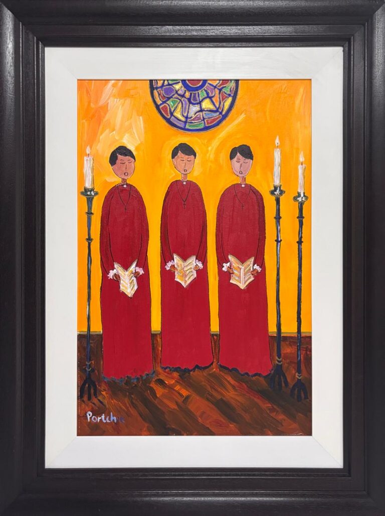 Acrylic on board Painting titled (c) Church choir